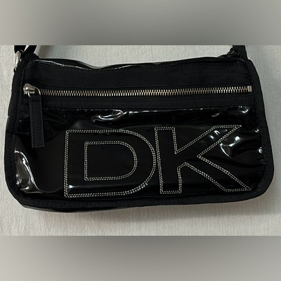 DKNY Black Premium Durable Glossy Nylon Crossbody Bag - Picture 3 of 10